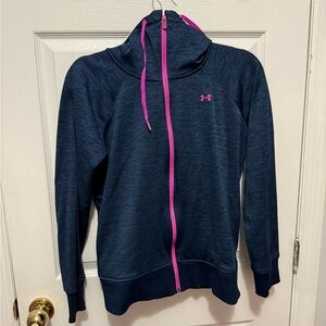 Under Armour Blue Hoodie with Pink Zipper